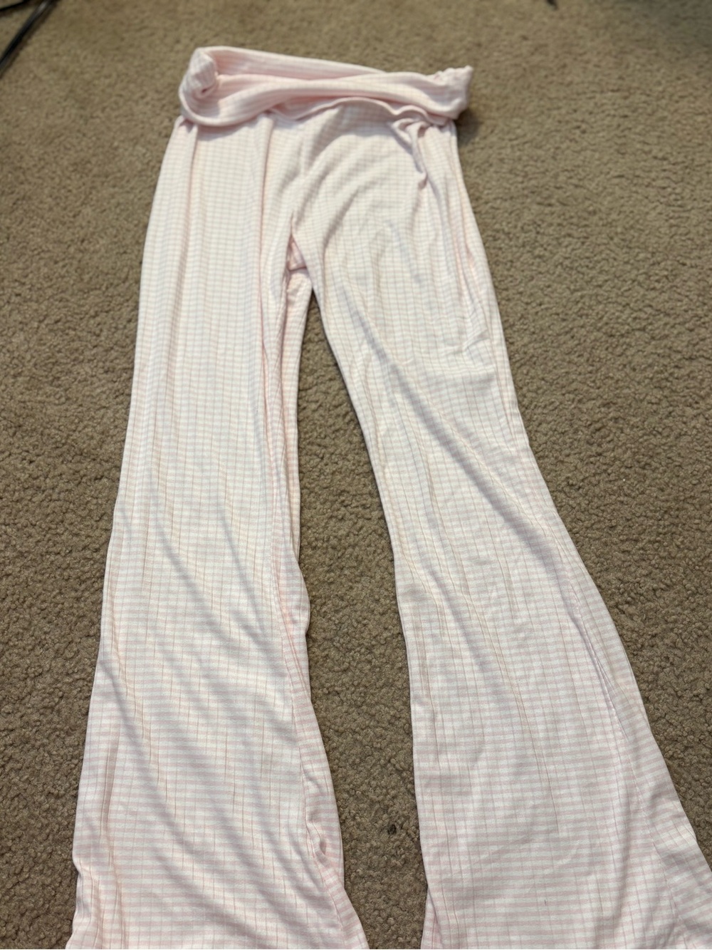 Light Pink Ribbed Flare Lounge Pants